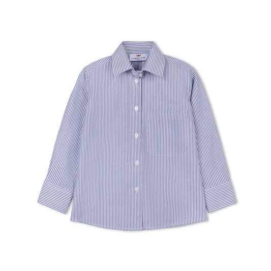 Blue & White Striped Shirt - Polyester