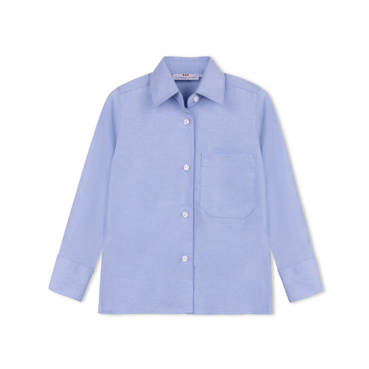 Light Blue Chambray Oxford Shirt - Point Collar - Polyester