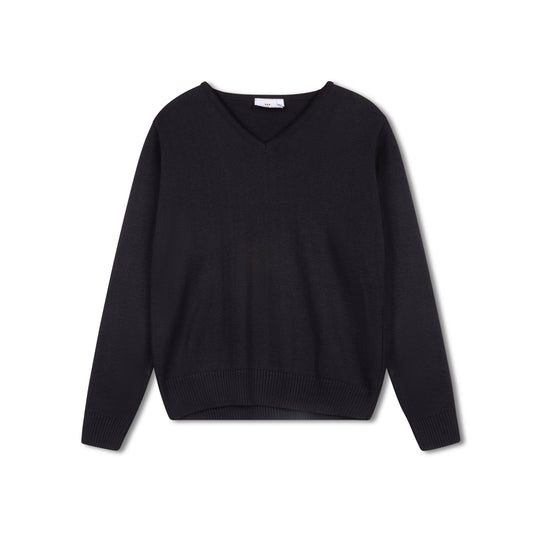 Navy V Neck Sweater - Thick