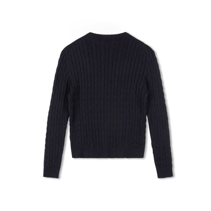 Cable Knit Sweater - Navy