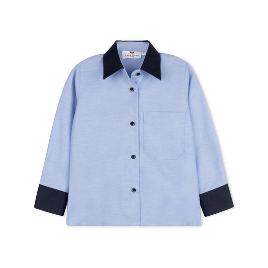 Light Blue Oxford Shirt with Navy Cuff & Collar