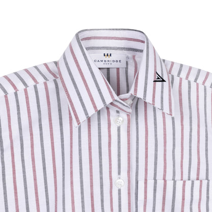 Wine Multi Striped Shirt with Satmar UTA logo