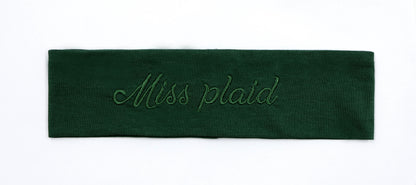 Miss Plaid - Hunter Green Embroidered Sweatband