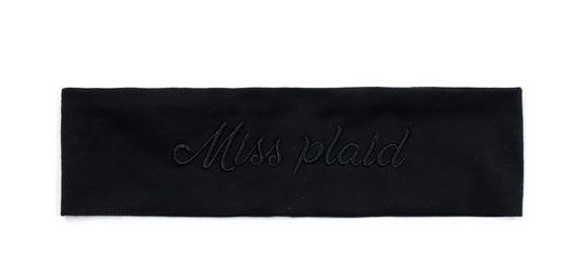 Miss Plaid - Black Embroidered Sweatband